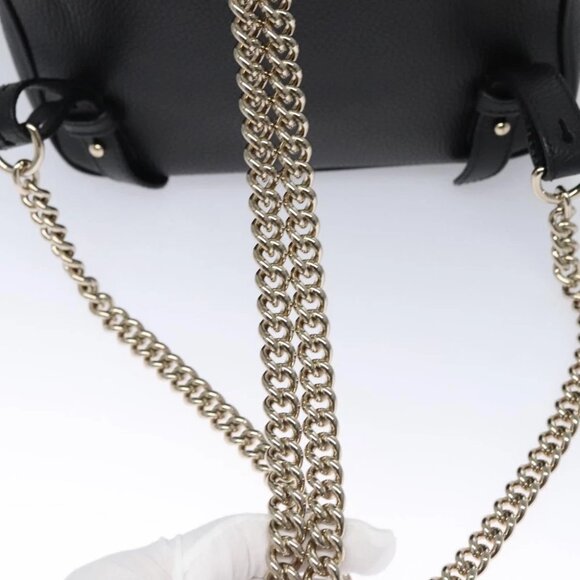 GUCCI Chain Interlocking Backpack Leather Gold Black 536192 Auth 115987AV - Picture 9 of 16